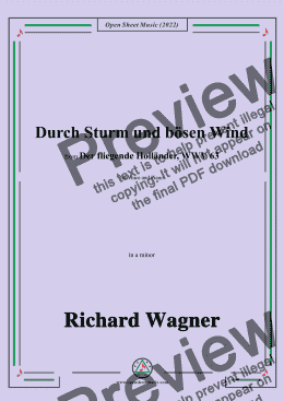 page one of R. Wagner-Durch Sturm und bösen Wind,in a minor,from Der fliegende Hollander,WWV 63