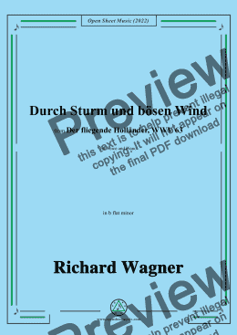 page one of R. Wagner-Durch Sturm und bösen Wind,in b flat minor,from Der fliegende Hollander,WWV 63