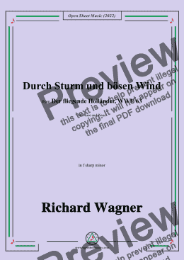 page one of R. Wagner-Durch Sturm und bösen Wind,in f sharp minor,from Der fliegende Hollander,WWV 63