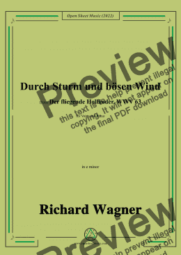 page one of R. Wagner-Durch Sturm und bösen Wind,in e minor,from Der fliegende Hollander,WWV 63