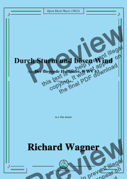 page one of R. Wagner-Durch Sturm und bösen Wind,in e flat minor,from Der fliegende Hollander,WWV 63