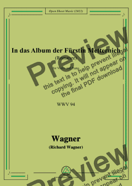 page one of R. Wagner-In das Album der Fürstin Metternich(Romanze),Ver.II,WWV 94,for Viola and Piano