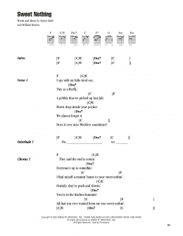 page one of Sweet Nothing (Guitar Chords/Lyrics)