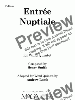 page one of Henry Smith | Entrée Nuptiale | for Wind Quintet