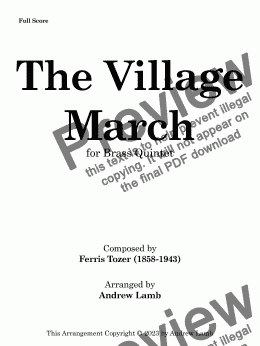 page one of The Village March (for Brass Quintet)