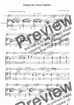 page one of Swing Low, Sweet Chariot for solo Violin and Keyboard
