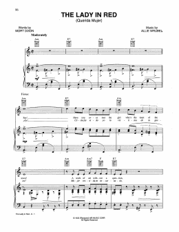 page one of The Lady In Red (Piano, Vocal & Guitar Chords (Right-Hand Melody))