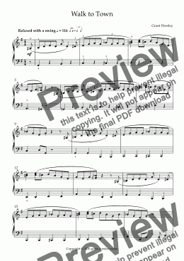 page one of  "Starting Out" Six Short Jazz and Blues Inspired pieces for solo piano with notated Improvisations.