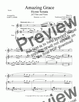 page one of Amazing Grace Hymn Sonata (Flute and Piano)