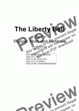 page one of The Liberty Bell. Trio for Trumpet, Horn, and Trombone