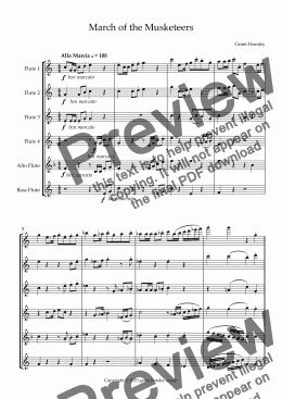 page one of "March of the Musketeers" For Flute Choir