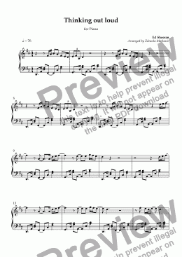 Thinking Out Loud (Ed Sheeran) - Piano Sheet Music (PDF)