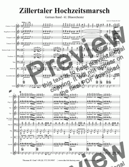 page one of Zillertaler Hochzeitsmarsch - October Fest - German Band - Eb - Score and parts