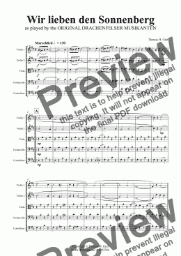 page one of Wir lieben den Sonnenberg - German Polka Octoberfest - String Orchestra - D - Score and parts