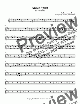 page one of Anzac Spirit ( For Beginner Flute )