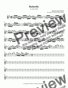 page one of Butterfly ( for intermediate flute solo )