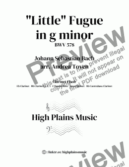 page one of Little Fugue in g - cl choir with basset horn