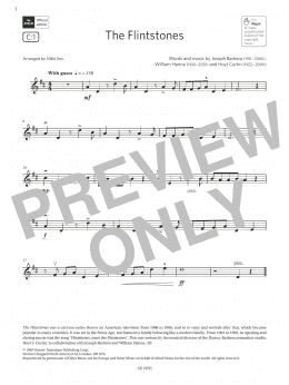 page one of The Flintstones (Grade 1, C1, from the ABRSM Violin Syllabus from 2024) (Violin Solo)