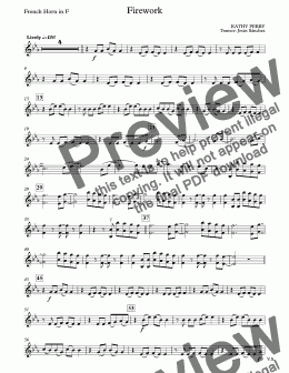 page one of Firework - Kathy Perry - French horn in F