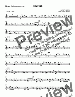 page one of Firework - Kathy Perry - Sax alto