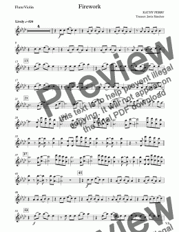 page one of Firework - Kathy Perry - Violin-Flute solo