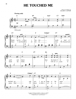 page one of He Touched Me (Easy Piano)