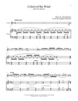 page one of Colors Of The Wind (from Pocahontas) (Violin and Piano)