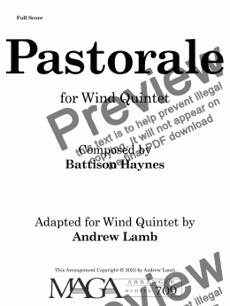 page one of Battison Haynes | Pastorale | Wind Quintet