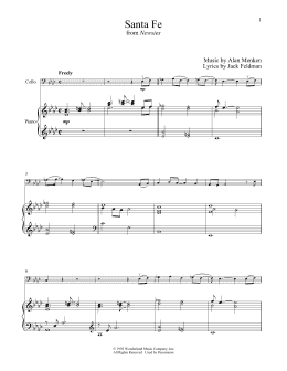 page one of Santa Fe (from Newsies) (Cello and Piano)