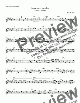 page one of Love me harder- Instrument in Bb