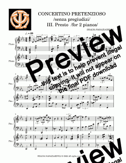 page one of CONCERTINO PRETENZIOSO 3.PRESTO / PIANO DUET /