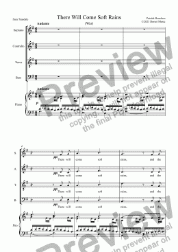 page one of There Will Come Soft Rains (Sara Teasdale) for S.A.T.B. Choir and Piano