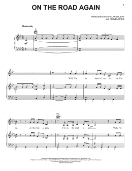 page one of On The Road Again (Piano, Vocal & Guitar Chords (Right-Hand Melody))