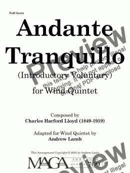 page one of Andante Tranquillo (by Charles Harford Lloyd, arr. for Wind Quintet)