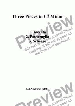 page one of Three Pieces in C# Minor: 1. Toccata