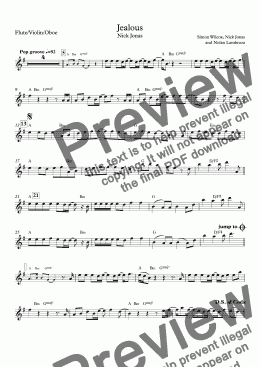 page one of Jealous Nick Jonas - Flute solo