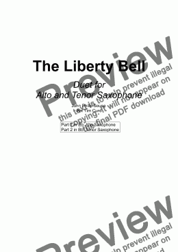 page one of The Liberty Bell. Duet for Alto and Tenor Saxophone