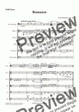 page one of Franchomme Romance Op. 10 for Cello & String Orchestra