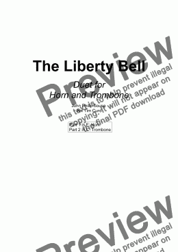 page one of The Liberty Bell. Duet for Horn and Trombone