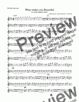 page one of One directios - What makes you beautiful - Alto sax solo