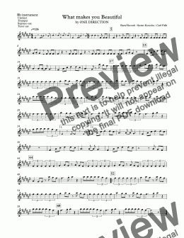 page one of One directios - What makes you beautiful - Bb instrument solo