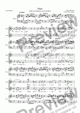 page one of Stars (Sara Teasdale) duet for Soprano and Alto with Piano