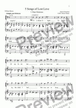 page one of 5 Songs of Lost Love for Baritone and Piano 3. Pater Doloroso