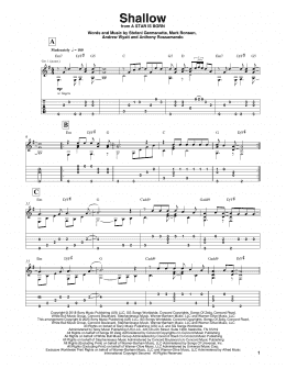 page one of Shallow (from A Star Is Born) (Solo Guitar)