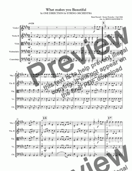 page one of One directios - What makes you beautiful - String orch. score orig.key E