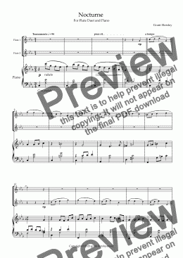 page one of  Nocturne. Original for Flute Duet and Piano