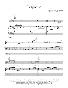 page one of Despacito (feat. Daddy Yankee) (Piano, Vocal & Guitar Chords (Right-Hand Melody))