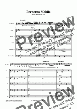 page one of Bohm Perpetuo Mobile for violin and string orchestra