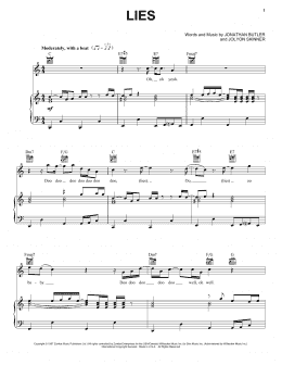 page one of Lies (Piano, Vocal & Guitar Chords (Right-Hand Melody))