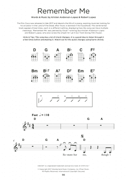 page one of Remember Me (Ernesto de la Cruz) (from Coco) (Ukulele)